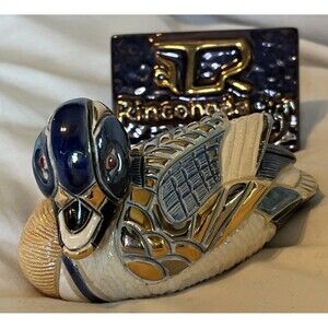Artesania Rinconada Duck 4.5”L Blue White Gold, Silver Hand Made Uruguay 738
